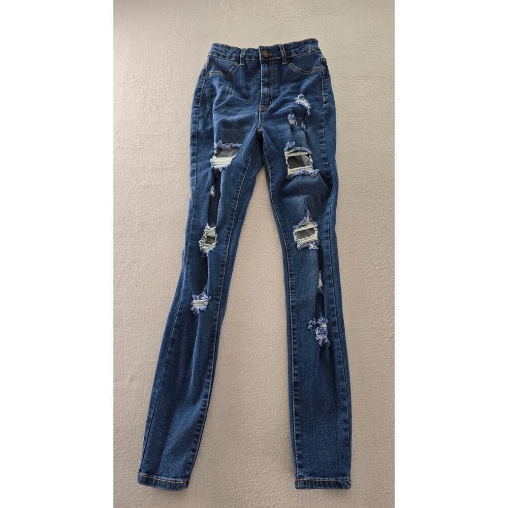 Raregal Skinny Jeans Womens Size 9 Blue Medium Wash Denim Stretch Distressed
